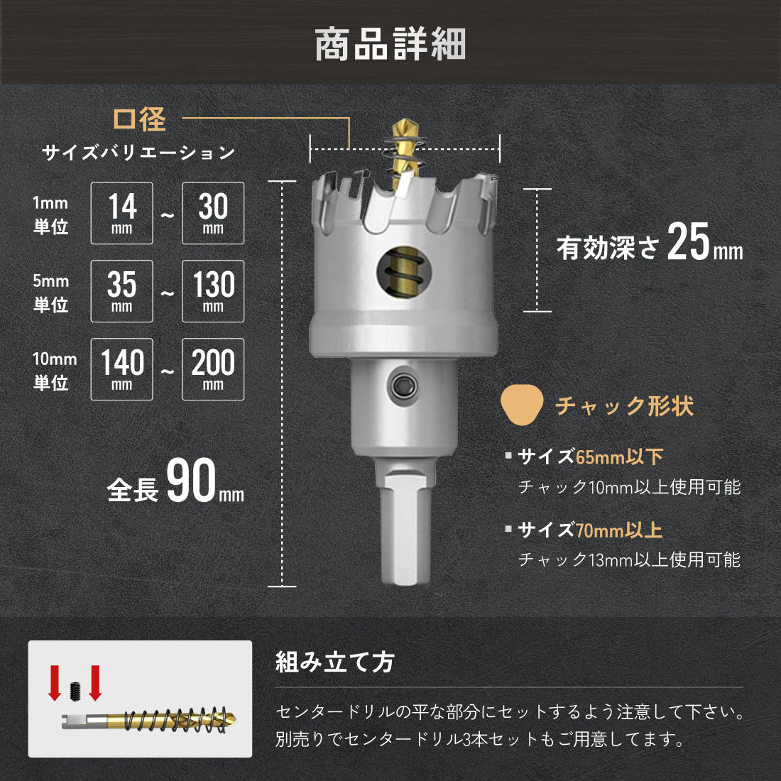 ステンホルソー14mmから48mm 超硬ホールソー W刃 STH-14 SK11 ホルソー 14mm